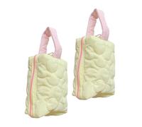 FRCOLOR 2 Pièces De Rangement Portatif Trousse De Maquillage Voyage Organisateur De Maquillage à Main Cosmétique à Crayons Multifonction Joli Étui à Stylo Yellow Polyester