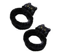 FRCOLOR 2 Pièces Écharpe Ton Couleur Rose Bandeau Peluche Bonjour Femelle Velours Bandanas Dessin Animé Beauté Flanelle Noir