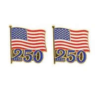 FRCOLOR 2 Pièces Épingle Commémorative Drapeau Usa 250e Anniversaire Finition Résistante et Alliage Émaillé pour Vestes et T-shirts Fête 4 Juillet et Défilés Patriotiques