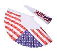 FRCOLOR 2 Pièces Éventail Pliable à Main et Fêtes D'indépendance Drapeau Américain en Tissu et Plastique, Décoration Patriotique Robuste pour Événements du 4 Juillet