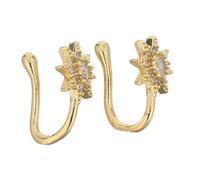 FRCOLOR 2 Pièces Faux Nose Rings U-shaped Non-piercing Nose Jewelry With Star Studs Lightweight Skin-friendly For Women Daily Party Wear