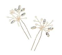 FRCOLOR 2 Pièces Fourche à Cheveux Arcs De Cheveux Pour Les Filles Coiffes De Mariée Pour Mariage Épingle à Cheveux Barrettes Décoration De Fleurs Gemmes De Cheveux Bandeaux Strass Golden