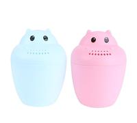 FRCOLOR 2 pièces Gourde de Bain pour Garçon Fille avec Bec Verseur Bain Garçon Fille Double Couleur Rouge et Bleu Design Ours Mignon Facile à Tenir pour Lavage Cheveux