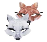 FRCOLOR 2 pièces Masque Demi Visage Renard EVA Confortable et Masque Animal pour Fête Halloween Carnaval et Cosplay Unisexe Facile à Nettoyer
