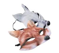 FRCOLOR 2 pièces Masque Demi Visage Renard EVA et Confortable Décoration Animale pour Fête Costumée Halloween et Carnaval Lot de Masques Marron et Blanc pour Adultes