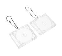FRCOLOR 2 pièces Mini CD Charm Keychain Set Acrylic Pendant With Bead Chain DIY Fan Memorabilia Accessory Portable And Lightweight Trinket For Idol Support