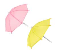 FRCOLOR 2 pièces Mini Parapluie Miniature pour Maison de Poupée Accessoire Décoratif Compact et pour Décoration de Maison Miniature Lot de Rose et Jaune