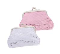 FRCOLOR 2 Pièces Mini Portefeuilles Garçon Fille avec Paillettes Brillantes Porte-Monnaie Rigide à Fermeture Clip Kiss-Lock Sac pour Rose et