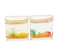 FRCOLOR 2 Pièces Miniature Fish Tank Resin Realistic Square Goldfish Aquarium for Dollhouse Decor and Craft Projects