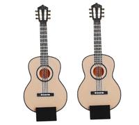 FRCOLOR 2 Pièces Miniature Guitar Model with Stand Mini Electric Guitar Dollhouse Kit for Music Decor and Collectors Gift