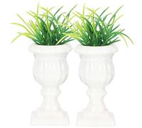 FRCOLOR 2 pièces Miniature Plantes Pot Style Colonne Romaine Décorations de Simulés pour Maison de Poupée Accessoires Micro Aménagement Paysager sans Entretien Lot de Décoration Salle de