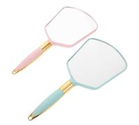 FRCOLOR 2 Pièces Miroir à Main Portable avec Poignée Miroir de Maquillage Compact HD pour Voyage Bureau et Usage