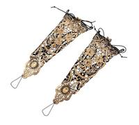 FRCOLOR 2 Pièces Mitaines bronze avec dentelle à motifs et perles Vintage Steampunk pour femmes Bracelets élégants pour mariage et fêtes 2PCS