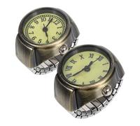 FRCOLOR 2 pièces Montres Bague Vintage pour Hommes et Femmes Bracelet Élastique Analogique avec Romain et Chiffres Arabes Montre Doigt Couple Quartz pour Anniversaire Mariage et