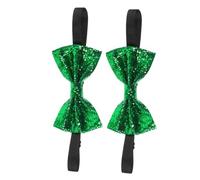FRCOLOR 2 Pièces nœud Harengbone Bet à noeud arcs de paillettes Hommes émeraude brillant prêt Royal pour arc de cheveux d'anniversaire cravates à paillettes cuir Green