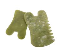 FRCOLOR 2 pièces Outils de Massage Gua Sha Pierre Jade Naturelle pour Visage et Corps Finition Kit Portable pour Soins Beauté Manuels