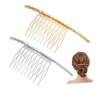 FRCOLOR 2 pièces Peigne à Cheveux Doré et Argenté Lot de Peigne Décoratif Simple Incurvé Accessoire Élégant pour Filles Épingles à Cheveux pour Coiffures Quotidiennes et Fêtes