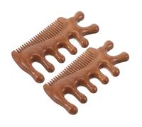 FRCOLOR 2 Pièces Peigne Bois de Santal pour Massage et Visage Outil Multifonction pour Relaxation avec Crochet Nasal et Grattage des Yeux Soin Cheveux