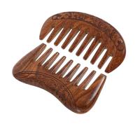 FRCOLOR 2 Pièces Peigne de Santal Sculpté Main Large Dents pour Démêlage Doux et Massage Lot Formes Ronde et Carrée et Hommes