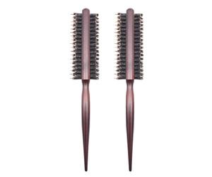 FRCOLOR 2 Pièces Peigne Géant Tiges Sèche-cheveux Diffuseur Double Patin à Roulettes Brosse Pour Brushing Brosse à Cheveux Démêlante Poil Mini Brosse Ronde Cheveux Hérissés Brown