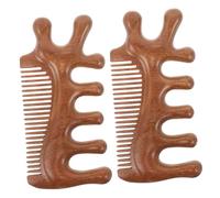 FRCOLOR 2 Pièces Peigne Massage Bois de Santal Peigne Antipelliculaire Multifonction pour Visage et Corps Outil Acupression Détente et Capillaire