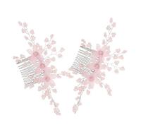 FRCOLOR 2 Pièces Peignes de Mariage Décoratifs Accessoires de Cheveux Nuptiaux Cristal Peigne Floral Fait Main et Confortable Mariages et Événements