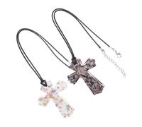 FRCOLOR 2 Pièces Pendentifs Croix Verre Faits Main Bijoux Chrétiens Uniques pour Diy Ornement Religieux Noir et Blanc