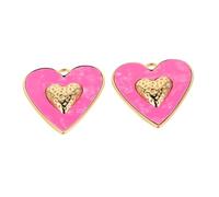 FRCOLOR 2 Pièces Pendentifs Cœur Acier Inoxydable Grand Design pour Bijoux Saint-valentin Bracelets Colliers et Porte-clés