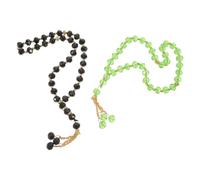 FRCOLOR 2 Pièces Perles de Prière Islamique Tasbih Perles Verre Noir Vert Chapelet Musulman pour Hommes Femmes Compteur Spirituel pour et Ramadan