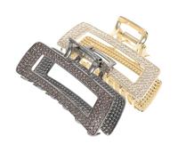FRCOLOR 2 pièces Pinces à Cheveux Grandes Carrées Métal avec Décoratifs Pinces Griffes Antidérapantes pour Chignons et Féminines Lot de Clips Éclatants pour Mariage et Fête