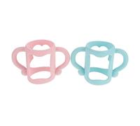 FRCOLOR 2 pièces Poignées de Biberon Silicone Ergonomiques pour Biberon de Transition Préhension Confortable et Antidérapante Rose et Bleu Durable et Flexible