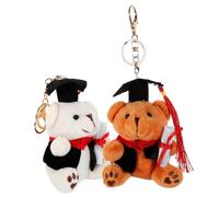 FRCOLOR 2 Pièces porte-clés de remise des diplômes Graduation peluche ours enfant en bas âge Accessoires de décoration porte-clés enfants clés de caricature Alliage de zinc