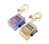 FRCOLOR 2 pièces Porte Clés Mini Machine à Sous Décoration pour Gâteau Anniversaire et Fête à Thème Las Vegas Interactif avec Charme Cartoon