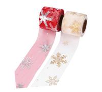 FRCOLOR 2 pièces Ruban Tulle Rainbow avec Motif Flocon de Rouge et Beige Accessoire DIY pour Décoration Mariage et Fête