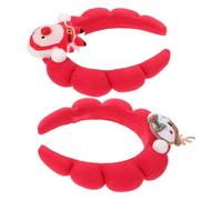 FRCOLOR 2 Pièces Santa Claus Headbands Set Cute Christmas Reindeer And Santa Hairband Accessories For Xmas Party Costume Festive Holiday Hair Hoops For Photo Booth And Celebration