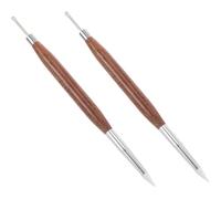 FRCOLOR 2 Pièces Stylo Sculpture Ongles Double Pointe avec Pinceaux Silicone pour Nail Art Manche de Santal Ergonomique Outils de Dessin et Embossage pour Vernis Gel