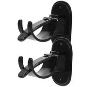 FRCOLOR 2 Pièces Supports de Tringle Muraux Noirs en Plastique | Surfaces Lisses, Installation Locataire, Maintien Sûr des Barres, Usage Chambre et Dressing