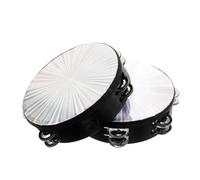 FRCOLOR 2 Pièces Tambourin à Main Double Rangée avec Clochettes Réfléchissantes Instrument de Percussion Orff pour Garçon Fille et Adultes pour Fêtes Danses et Spectacles Groupe