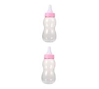 FRCOLOR 2 pièces Tirelire Biberon Transparent Rose Moyen pour Filles Pot à Économies Décoratif et Ludique pour Garçon Fille Boîte à Plastique pour Bureau et Cadeau Danniversaire