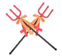 FRCOLOR 2 Pièces Trident Halloween Costume Rouge Accessoire Déguisement Diable Fourchette pour Fête Cosplay Adulte