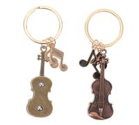 FRCOLOR 2 pièces Vintage Violin Pendant Keychain Set Lightweight Metal Music Symbol For Purse Bag Decoration Retro Instrument Charm For Daily Use