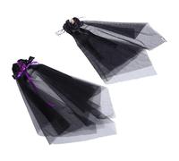 FRCOLOR 2 Pièces Voile de Mariée Noir Gothique Léger en Maille avec Nœud Décoratif, Bandeau Confortable Facile à Assortir pour Cosplay et Fêtes Dhalloween