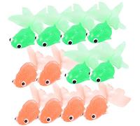 FRCOLOR 20 pièces Décoration Aquarium Poissons Flottants TPR Faux Poissons Rouges Réalistes pour Bain et Déco Aquarium Orange et Vert Matériau Souple et Sécurisé