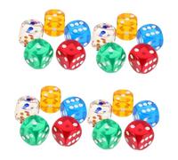 FRCOLOR 20 Pièces Dés Colorés à Faces Jeu de Dés Acrylique Arrondi pour Apprentissage Mathématique Jeux de Société et Fêtes