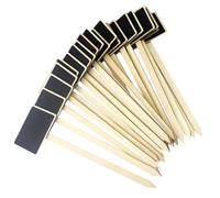 FRCOLOR 20 Pièces Mini Panneaux à Craie en Bois Foncé Réutilisables et Résistants pour Décoration de Vase et Signalisation de Plantes Simple et Élégant