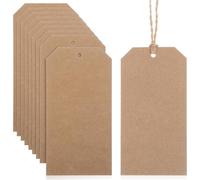 FRCOLOR 200 Étiquettes Kraft en Papier Kraft 12X6 CM avec Ficelle en Jute 20 M Étiquettes à Suspendre Double Face pour Vêtements Prix et Inventaire pour Artisanat et Expédition