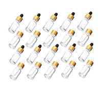 FRCOLOR 20pièces Flacon Pipette Verre Transparent Avec Couvercle Doré Pour Huile Essentielle Bouteilles Vides Rechargeables Pour Voyage Et Aromathérapie