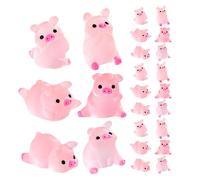 FRCOLOR 24 Pièces Figurines de Pigs Lumineux Résine de Décoratives Glow in The Dark pour Micro Paysage Jardin Aquarium Maison de Poupée et Fête Anniversaire Décoration Amusante Rose