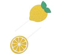 FRCOLOR 24pièces Cake Toppers Paillettes Thème Fruits Décoration Gâteau Anniversaire Accessoires Fête Citron Set Styles pour Cupcakes