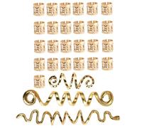 FRCOLOR 28 Pièces Dreadlocks tresser charmes laque pour cheveux roux faux anneaux de nez Poignée hair charms hair toppers anneaux de cheveux pour tresses bijoux de cheveux alliage Golden